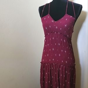 Cranberry White Flowers Dress